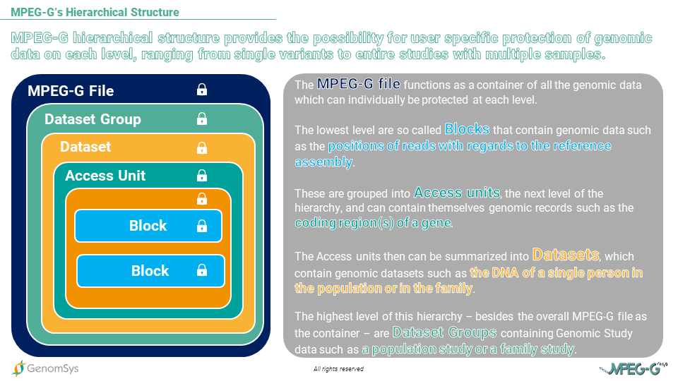 GenomSys - MPEG-G Hierarchy Structure - data security